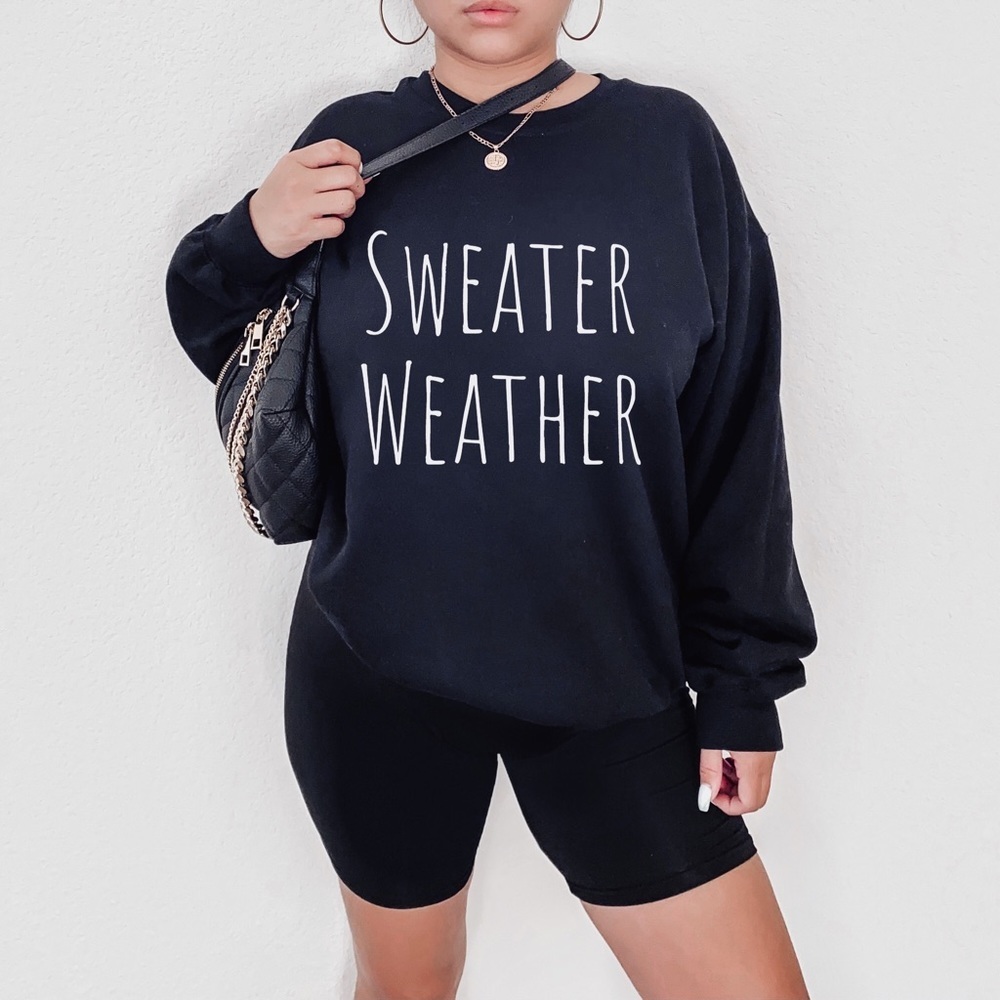 Keep Warm In Our Comfy 50/50 Cotton Blend Crew Neck Sweater Weather Sweatshirt